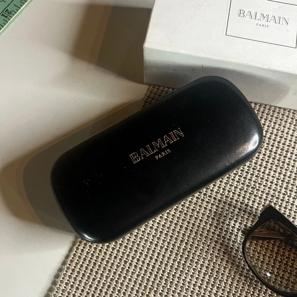Balmain Paris BL 2012 Sunglasses Brown Marble Studded Made in France with‎ Case